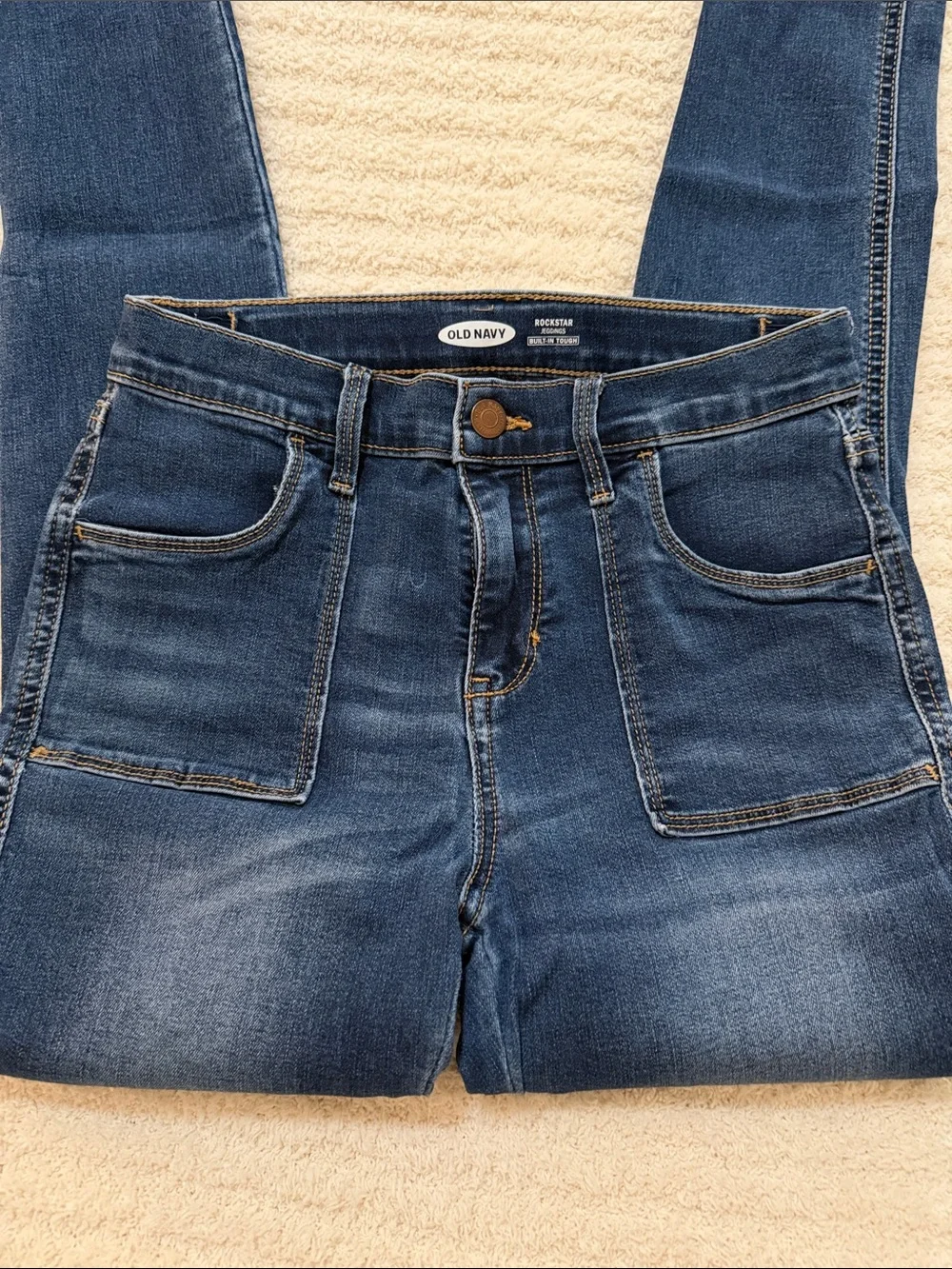Old Navy Women's Dark Blue Skinny Jeans with Front Patch Pockets